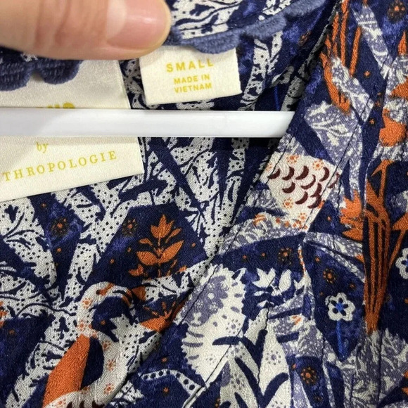 Anthropologie Maeve Cathy Size Small Pleated Blouse Monkey Print Botanical Boho - Picture 4 of 8